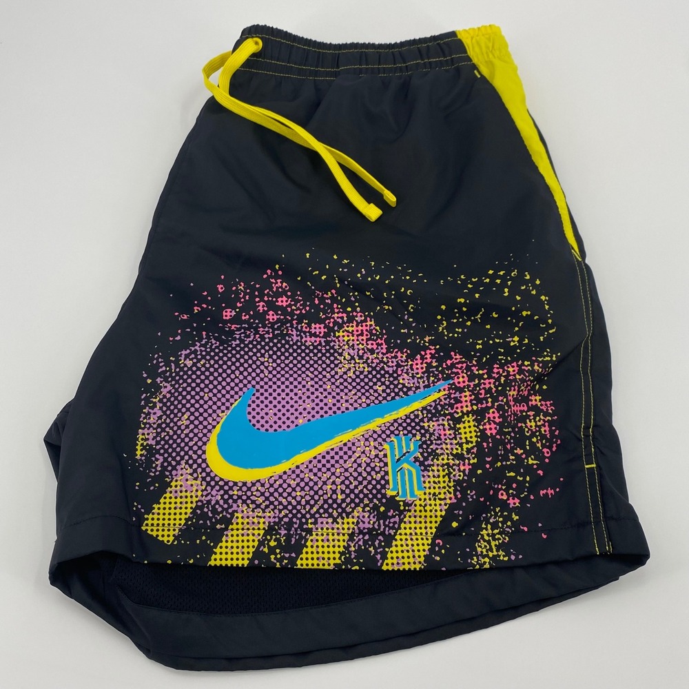 Nike Kyrie Irving Basketball Shorts Mens XXL Black Yellow Splatter DA5993-010